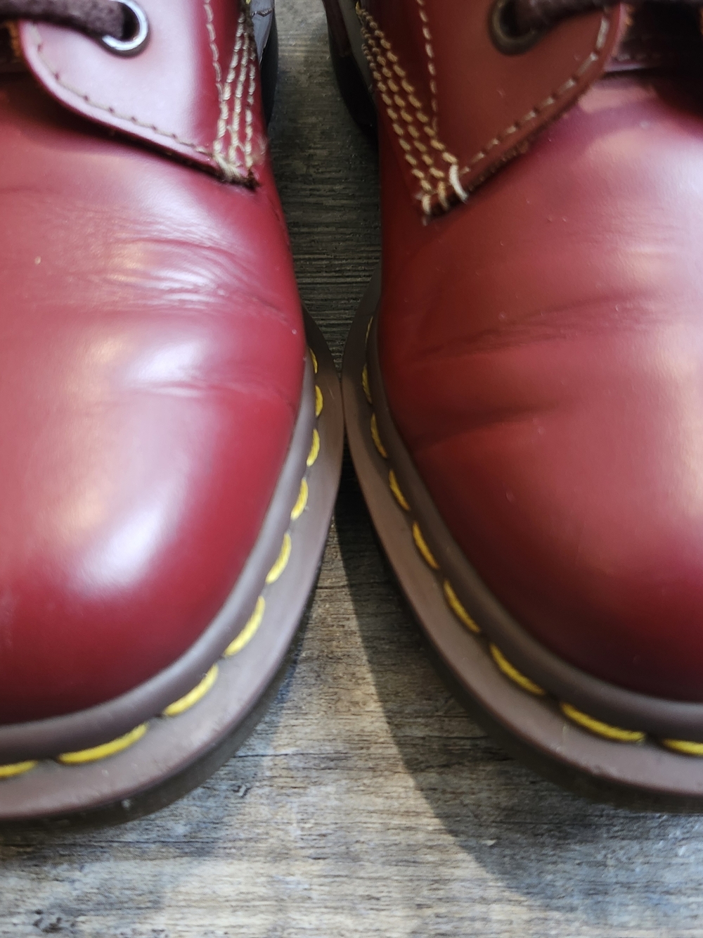 Dr. Martens Vintage 1460 Made In England Burgundy / Oxblood Quilon White Stitch - Picture 11 of 16